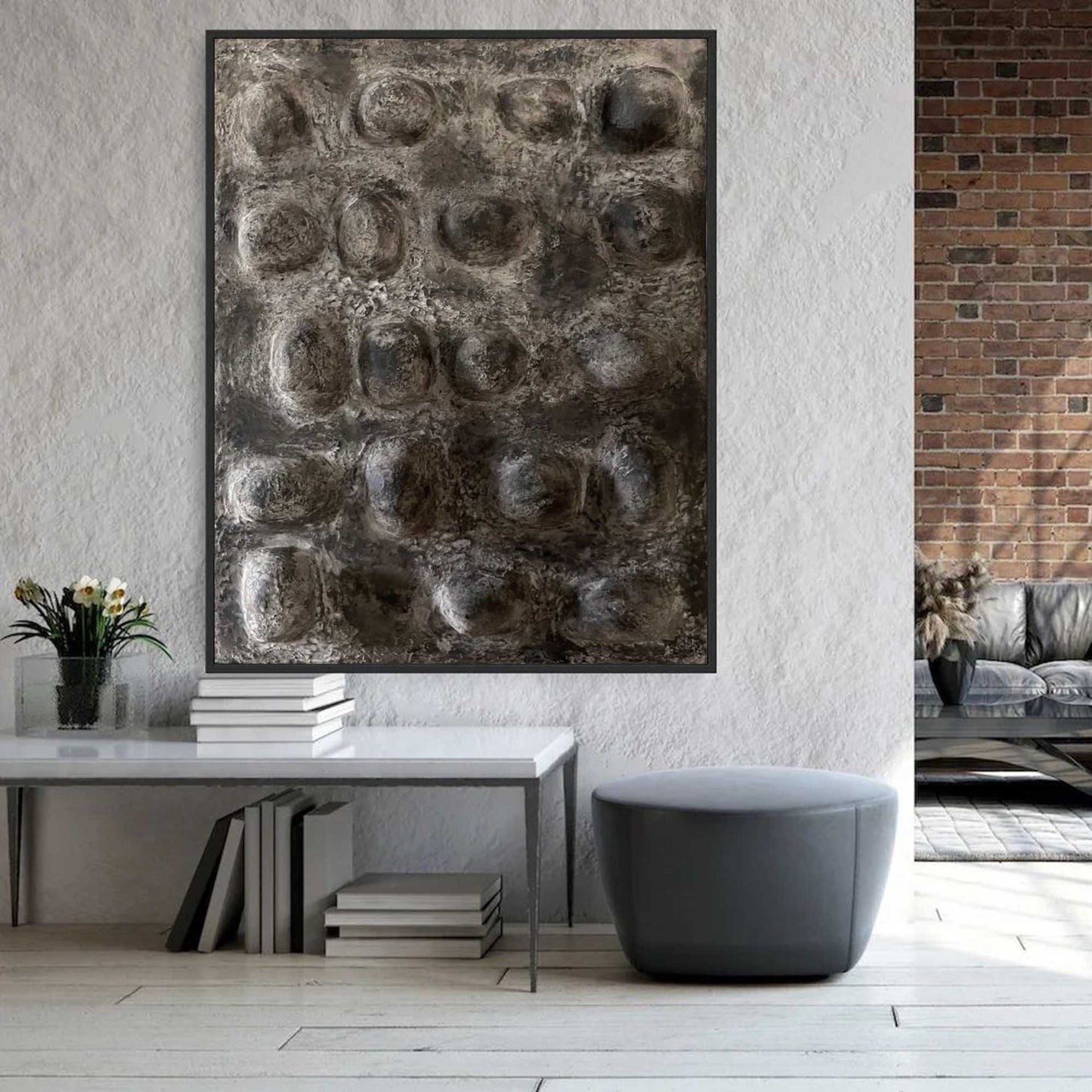 Abstract Textured Black and Gray Wall Art for Modern Home Decor