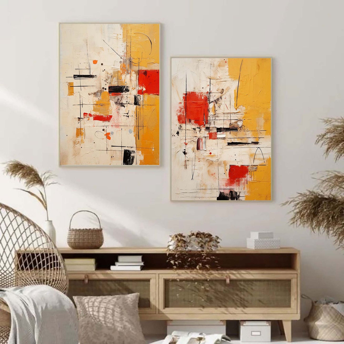 Vibrant Abstract Oil Painting with Bold Colors and Modern Design for Contemporary Decor