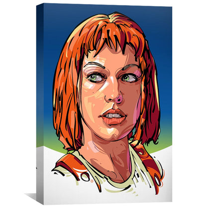 Vibrant Leeloo Portrait - Modern Oil Painting of a Futuristic Icon