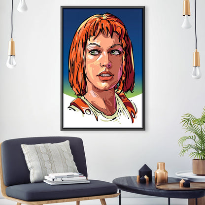 Vibrant Leeloo Portrait - Modern Oil Painting of a Futuristic Icon