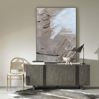 Contemporary Abstract Oil Painting with Dynamic Textures and Muted Colors