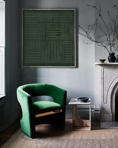 Abstract Green Minimalist Oil Painting for Modern Home Decor