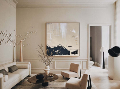 Elegant Minimalist Abstract Oil Painting for Modern Home Decor