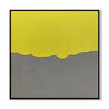 Vibrant Yellow and Gray Abstract Oil Painting for Modern Home Decor