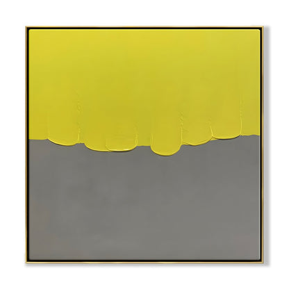 Vibrant Yellow and Gray Abstract Oil Painting for Modern Home Decor