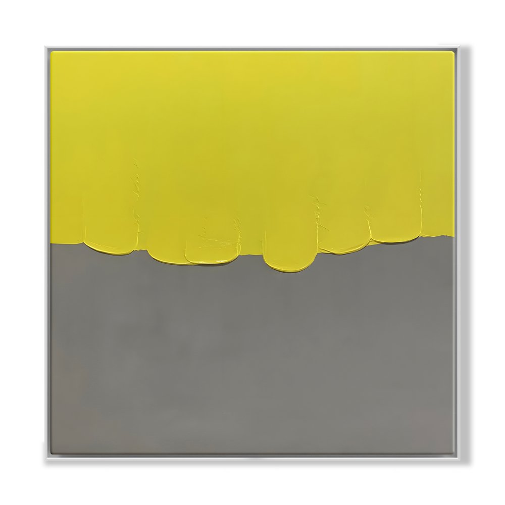 Vibrant Yellow and Gray Abstract Oil Painting for Modern Home Decor