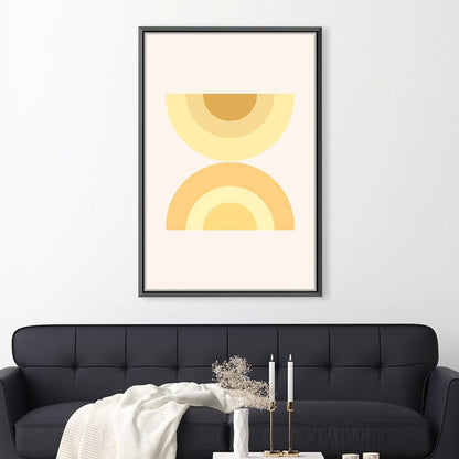 Warm Harmony: Abstract Yellow Semi-Circle Oil Painting for Modern Decor