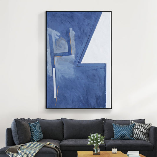 Contemporary Blue Abstract Oil Painting for Modern Home Décor