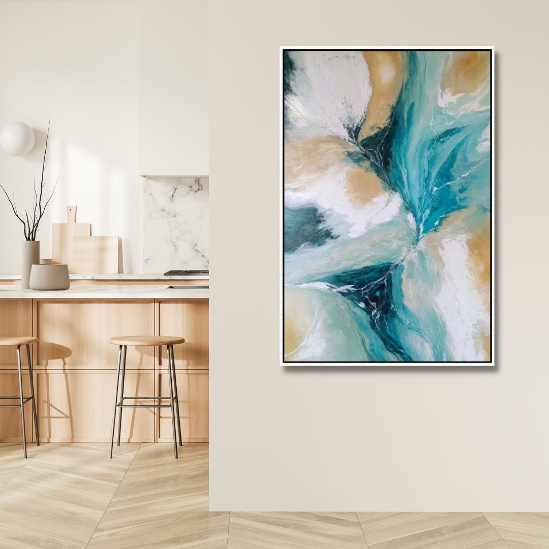 Serene Blue and Beige Abstract Oil Painting for Modern Decor