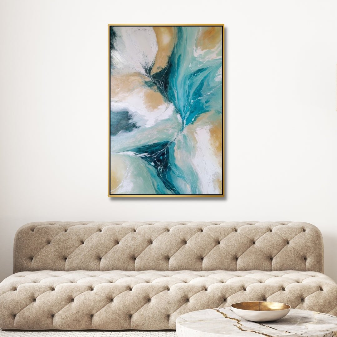 Serene Blue and Beige Abstract Oil Painting for Modern Decor