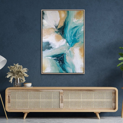 Serene Blue and Beige Abstract Oil Painting for Modern Decor