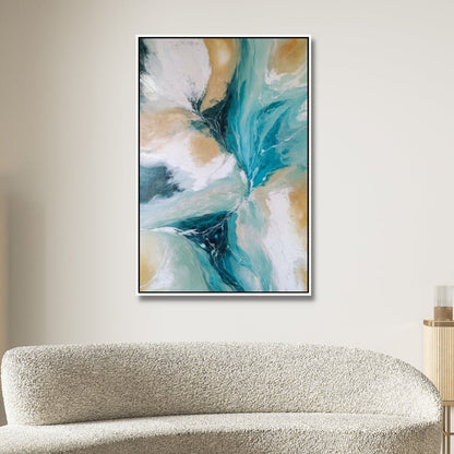 Serene Blue and Beige Abstract Oil Painting for Modern Decor