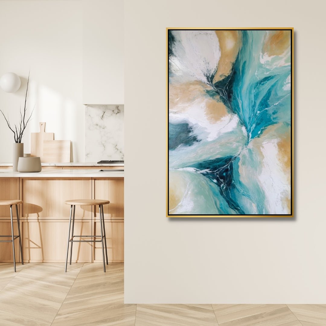 Serene Blue and Beige Abstract Oil Painting for Modern Decor