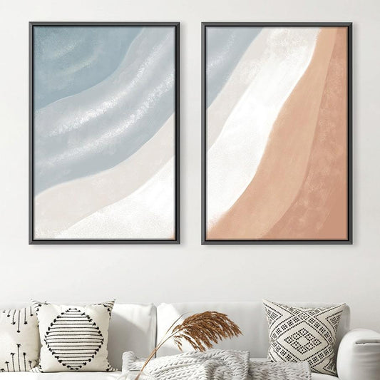 Serene Coastal Abstract Oil Painting for Modern Home Decor