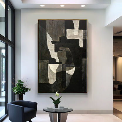 Abstract Elegance: Contemporary Oil Painting in Monochrome Shades