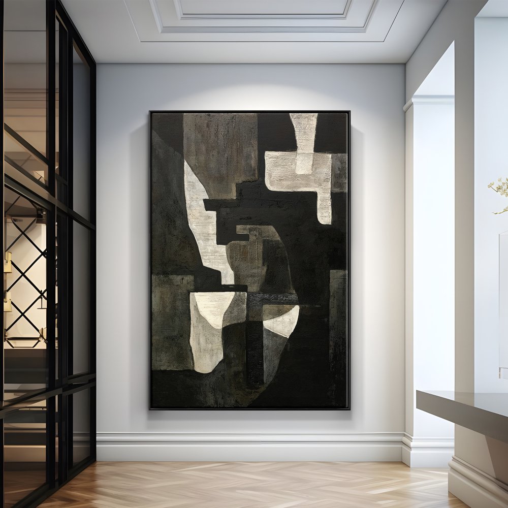 Abstract Elegance: Contemporary Oil Painting in Monochrome Shades