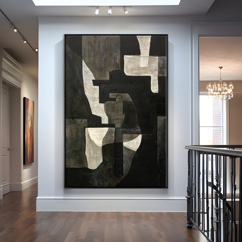 Abstract Elegance: Contemporary Oil Painting in Monochrome Shades