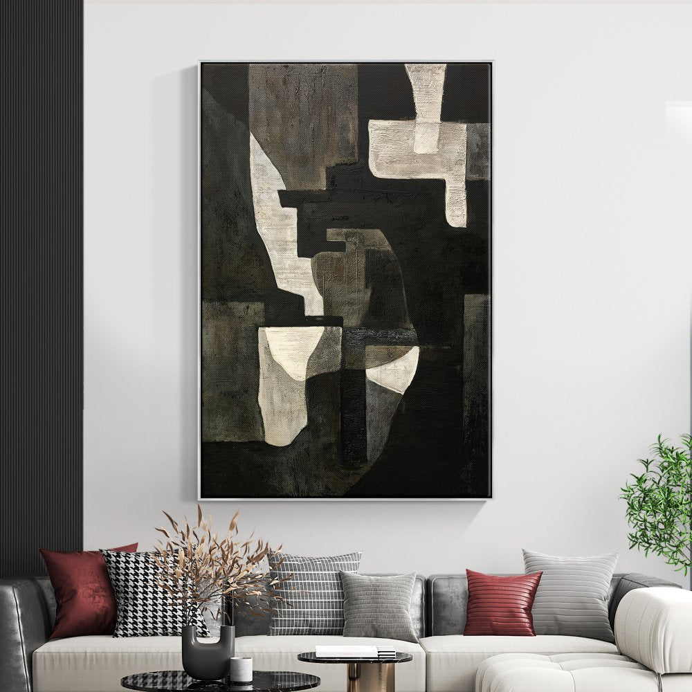 Abstract Elegance: Contemporary Oil Painting in Monochrome Shades