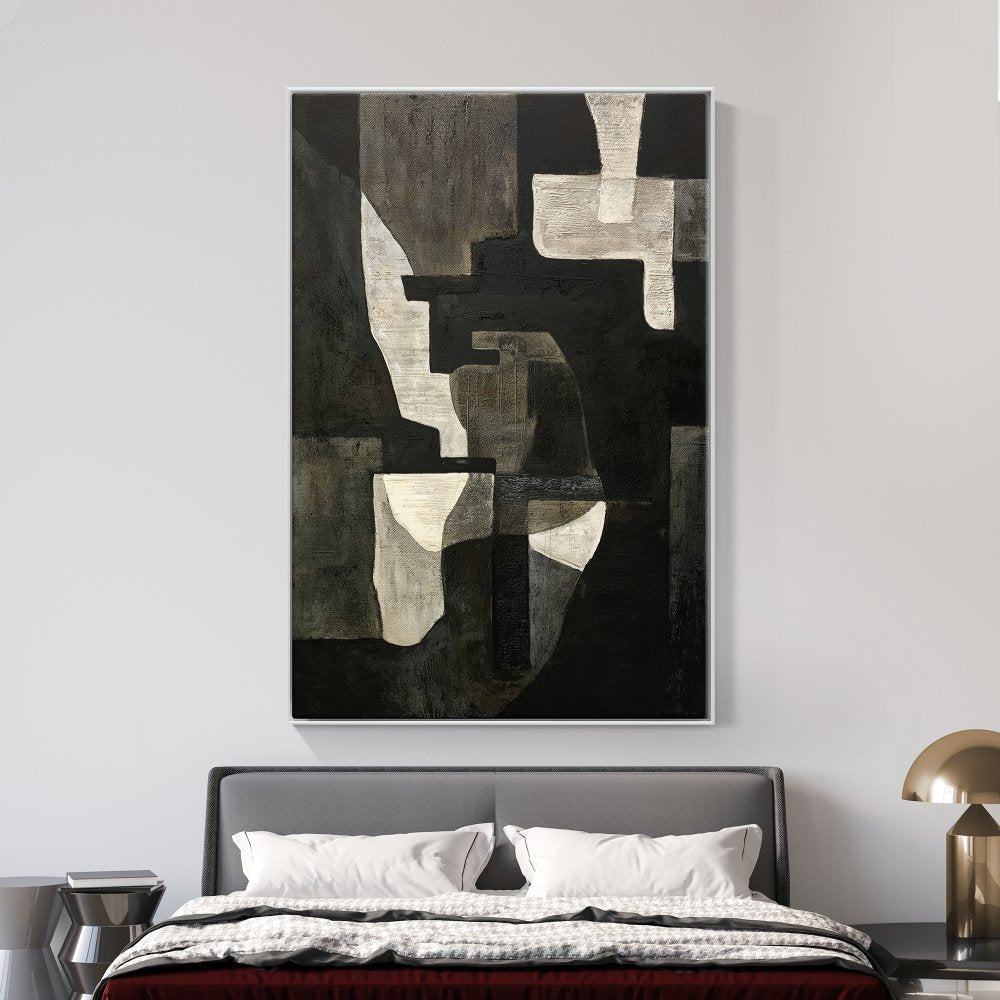 Abstract Elegance: Contemporary Oil Painting in Monochrome Shades