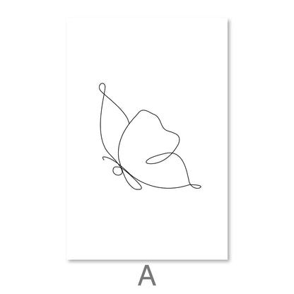 Elegant Line Art Butterflies Canvas - Minimalist Home Decor for Nature Lovers