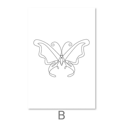 Elegant Line Art Butterflies Canvas - Minimalist Home Decor for Nature Lovers