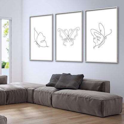 Elegant Line Art Butterflies Canvas - Minimalist Home Decor for Nature Lovers