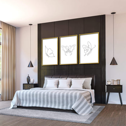 Elegant Line Art Butterflies Canvas - Minimalist Home Decor for Nature Lovers