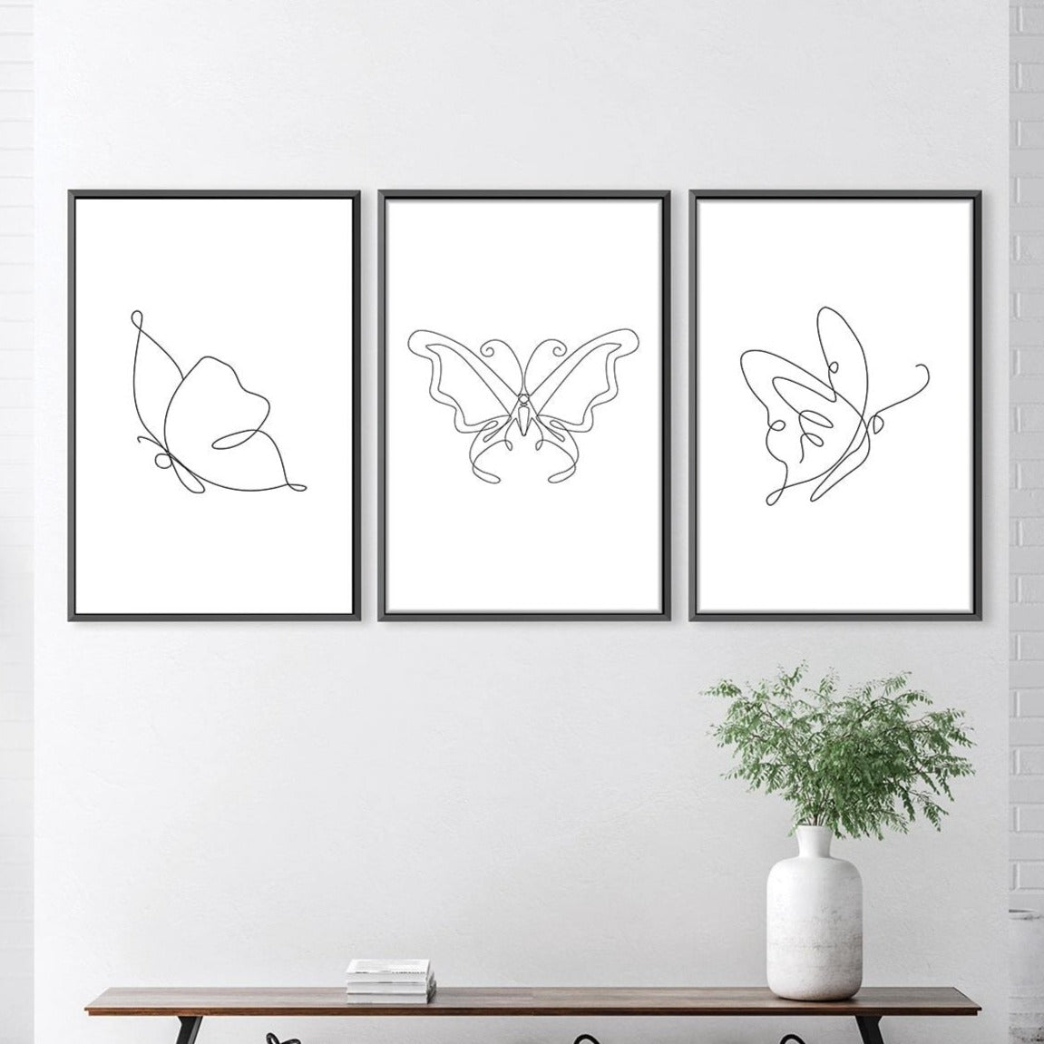 Elegant Line Art Butterflies Canvas - Minimalist Home Decor for Nature Lovers