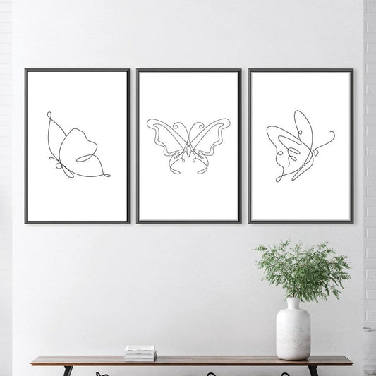 Elegant Line Art Butterflies Canvas - Minimalist Home Decor for Nature Lovers