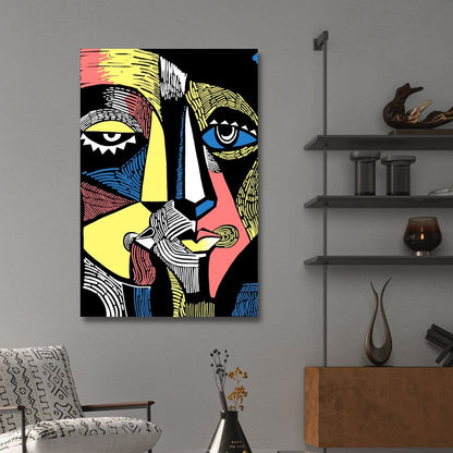 Abstract Colorful Portrait Oil Painting for Modern Home Decor