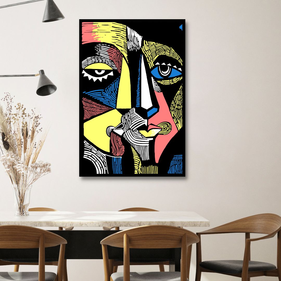 Abstract Colorful Portrait Oil Painting for Modern Home Decor