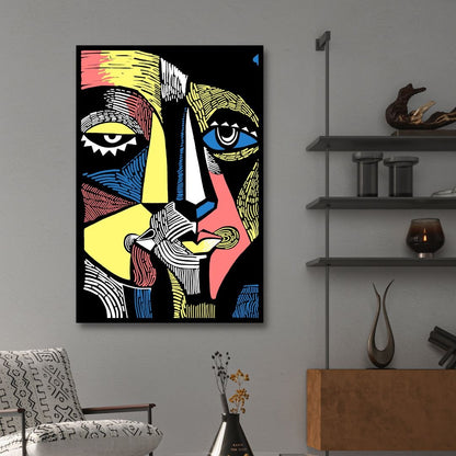 Abstract Colorful Portrait Oil Painting for Modern Home Decor