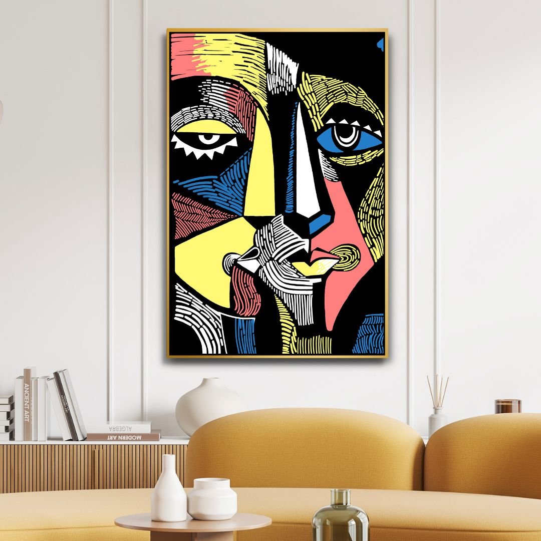 Abstract Colorful Portrait Oil Painting for Modern Home Decor