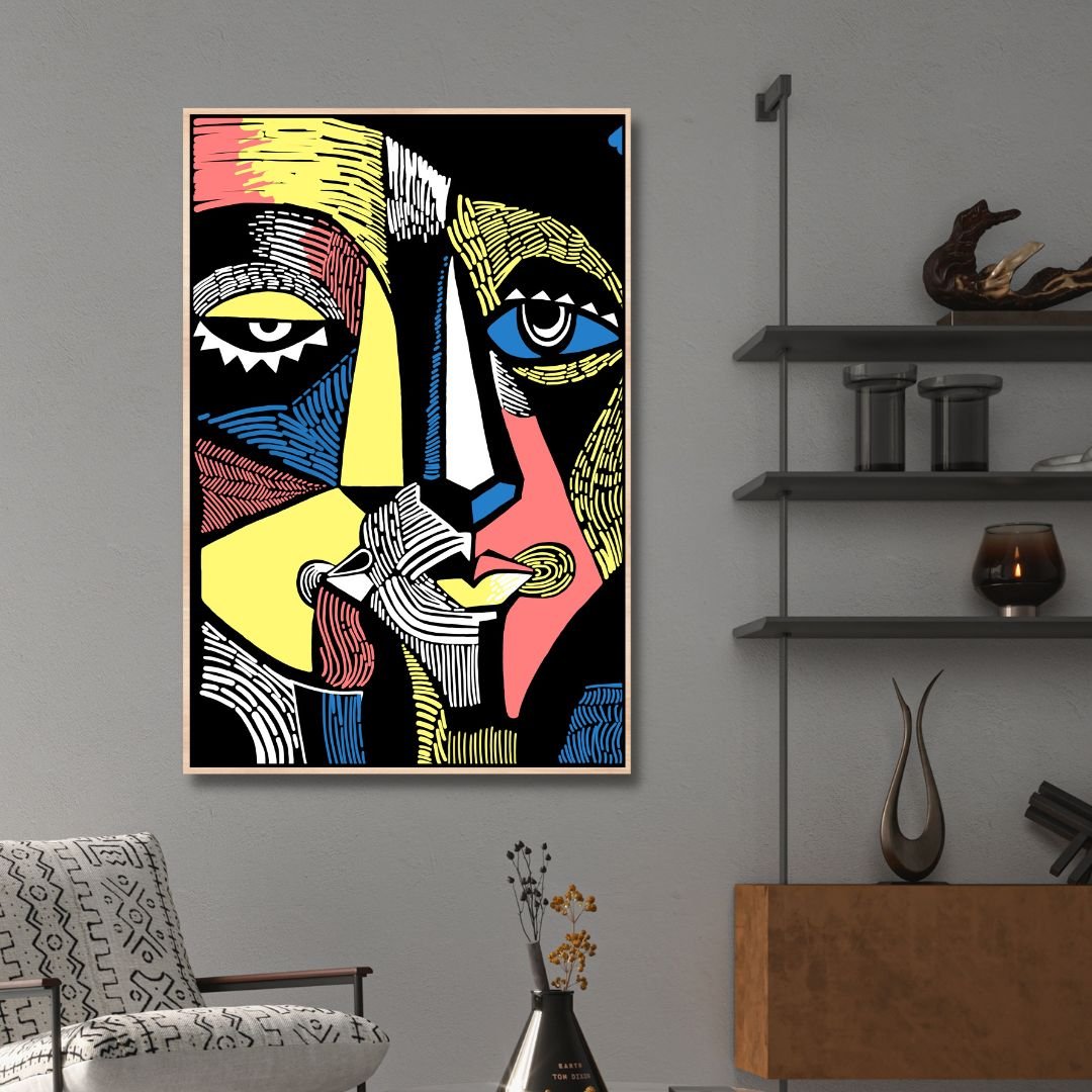 Abstract Colorful Portrait Oil Painting for Modern Home Decor