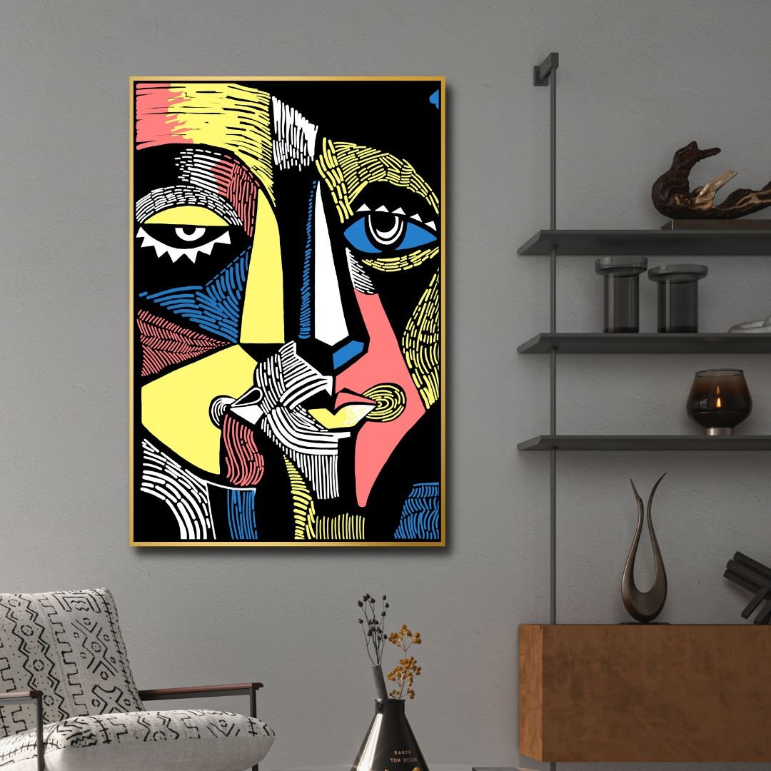 Abstract Colorful Portrait Oil Painting for Modern Home Decor