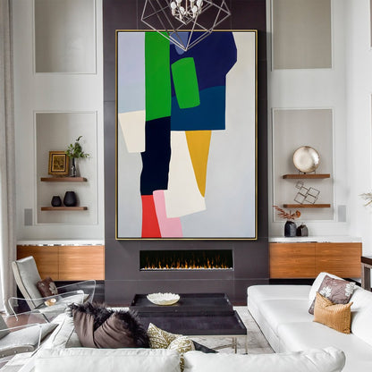 Abstract Modern Oil Painting with Vibrant Colors and Fluid Shapes for Contemporary Decor