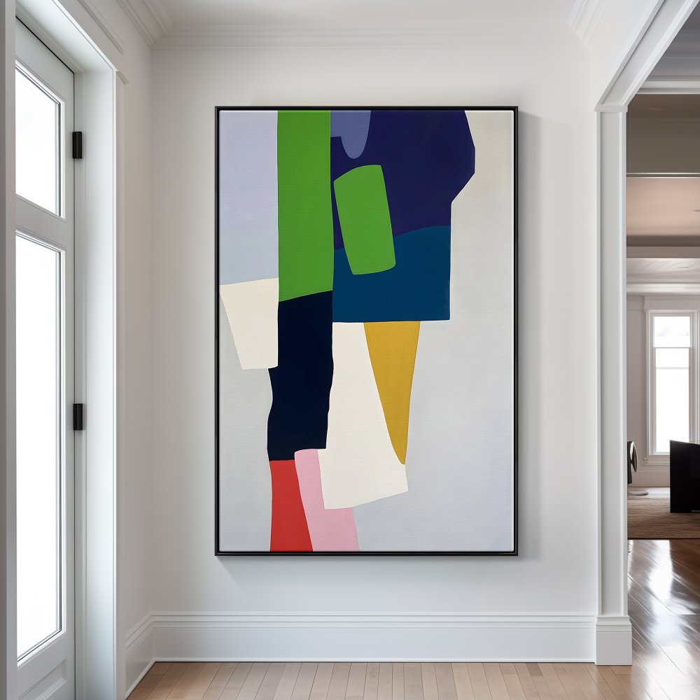 Abstract Modern Oil Painting with Vibrant Colors and Fluid Shapes for Contemporary Decor