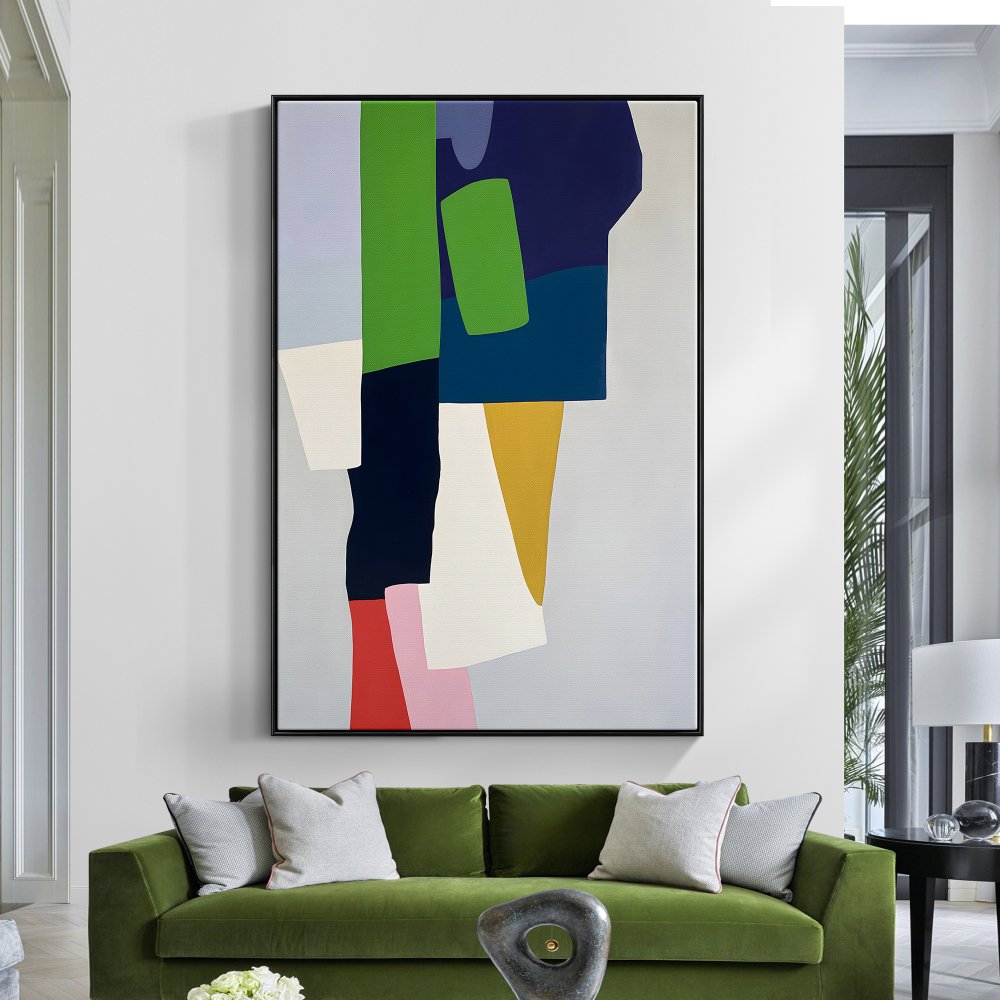 Abstract Modern Oil Painting with Vibrant Colors and Fluid Shapes for Contemporary Decor