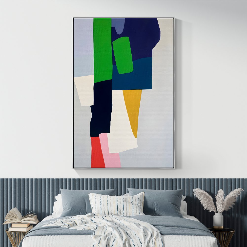 Abstract Modern Oil Painting with Vibrant Colors and Fluid Shapes for Contemporary Decor