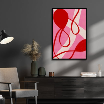 Vibrant Red and Pink Abstract Oil Painting for Modern Home Decor