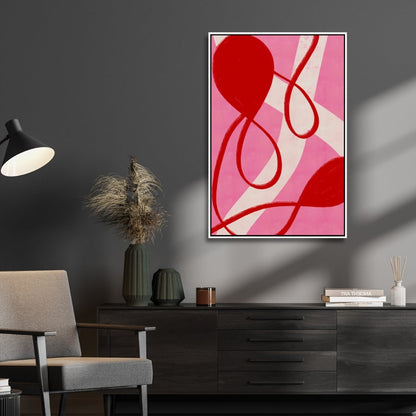 Vibrant Red and Pink Abstract Oil Painting for Modern Home Decor