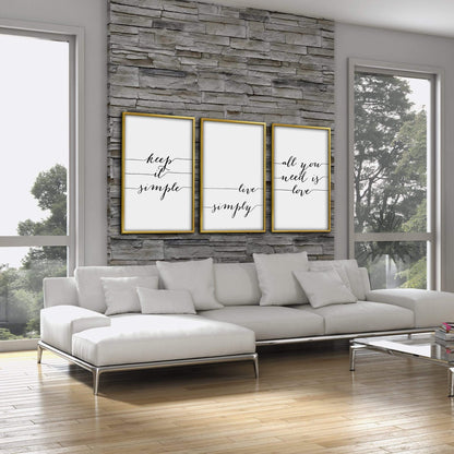 Live Simply Inspirational Canvas Artwork for Minimalist Home Decor