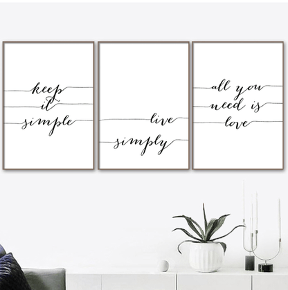 Live Simply Inspirational Canvas Artwork for Minimalist Home Decor