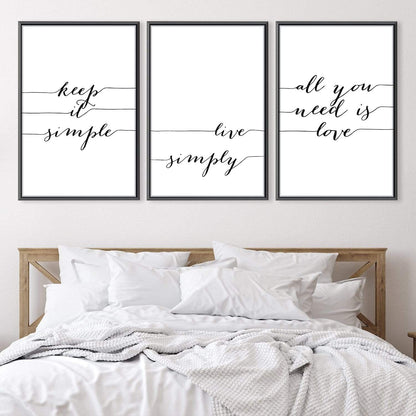 Live Simply Inspirational Canvas Artwork for Minimalist Home Decor