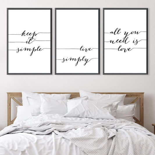 Live Simply Inspirational Canvas Artwork for Minimalist Home Decor