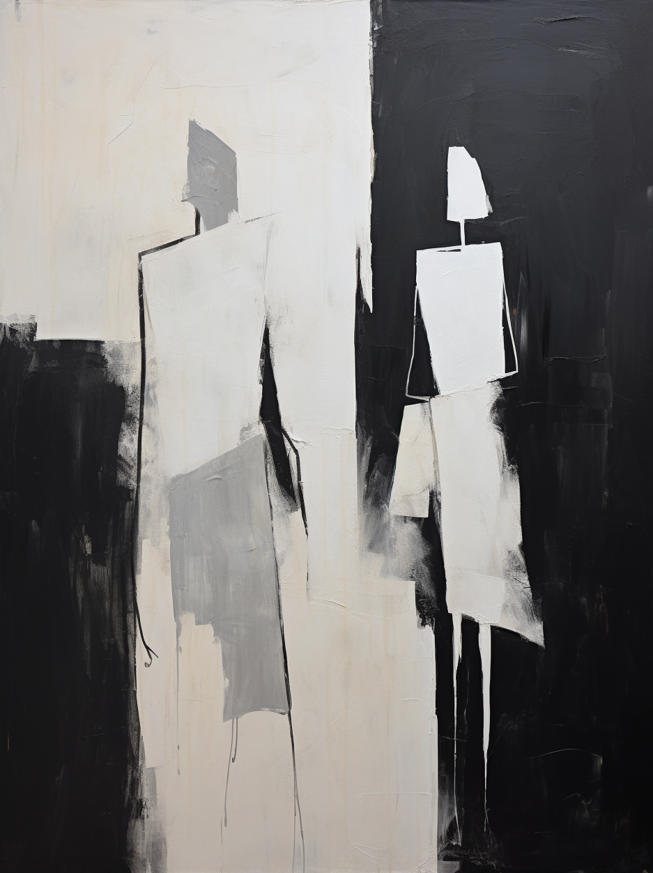 Abstract Black and White Oil Painting for Modern Home Decor