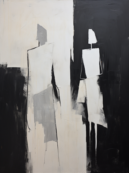 Abstract Black and White Oil Painting for Modern Home Decor