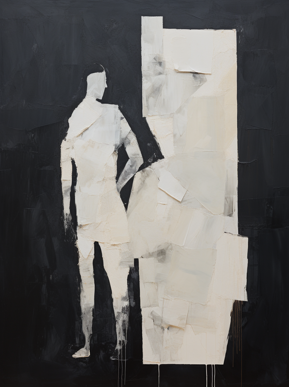 Modern Abstract Oil Painting - Minimalist Figure with Bold Textures