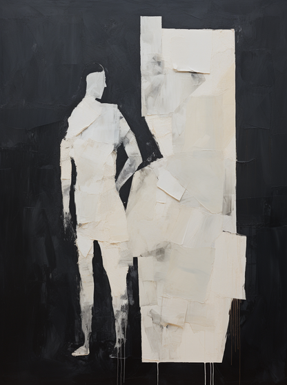 Modern Abstract Oil Painting - Minimalist Figure with Bold Textures