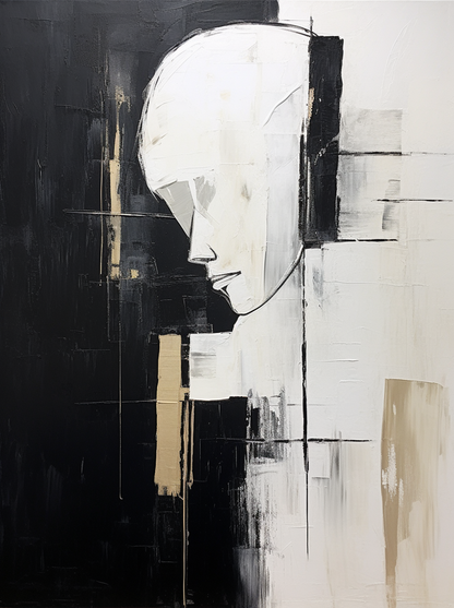 Abstract Minimalist Portrait in Black and White ‚Äì Modern Wall Art for Contemporary Spaces